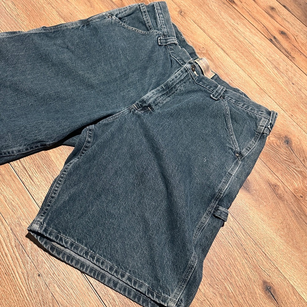 Y2K Lee Blue Dungarees Carpenter Shorts Mens 40